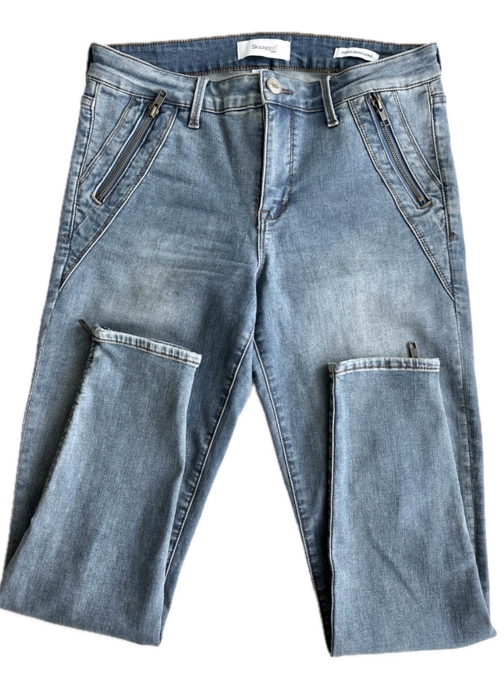 Skinnygirl Women’s Light Blue Skinny Jeans with Zip Pocket